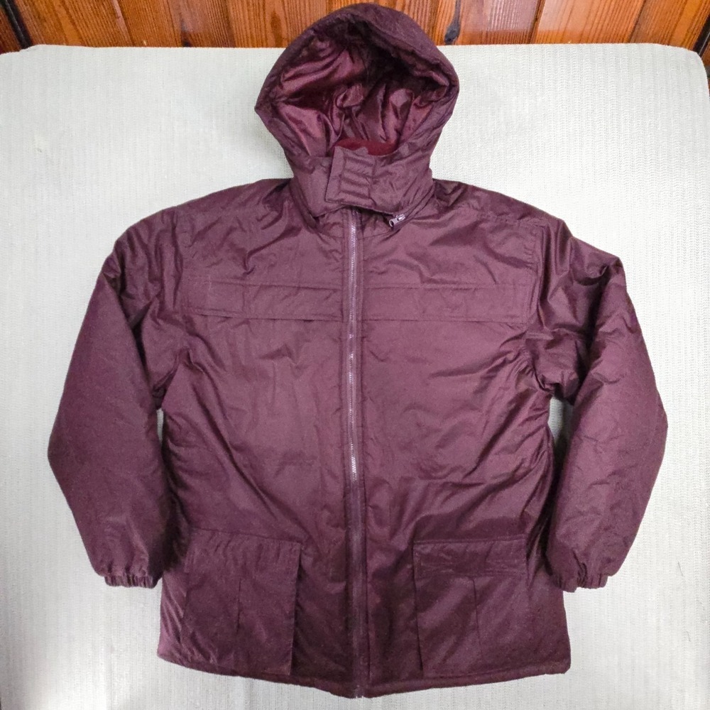 Haband's Ice House‎ Parka Coat Mens Large Red Hooded Insulated Full Zip Winter